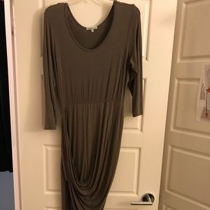 Olive Green Ruched Dress